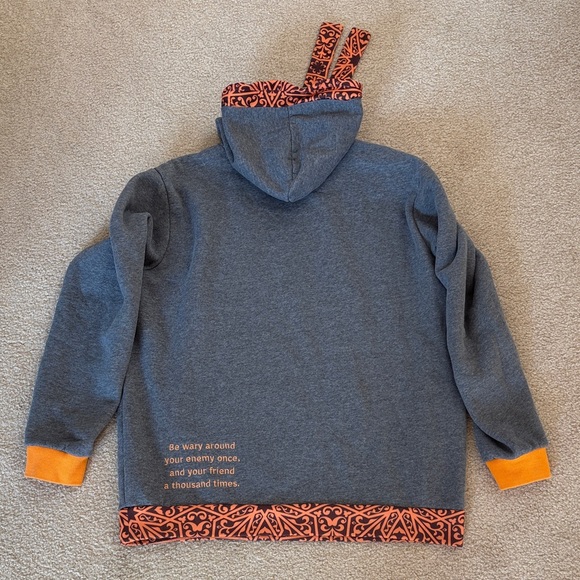 Stylish Gray and Orange Men's Hoodie - Picture 3 of 4
